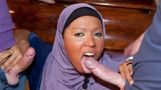 Arab cleaning lady with a hijab on her head