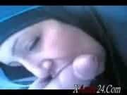 An Arab woman in a hijab is giving me a blow job in the car