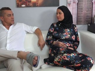 Caring wife in hijab wants to please her husband