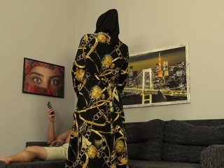 Bitch in hijab loves to suck his big dick